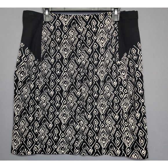 Chicos A-line Skirt Womens 1.5 US 10 Black Geometric Zip Aztec Boho Retro Mod - Picture 9 of 10
